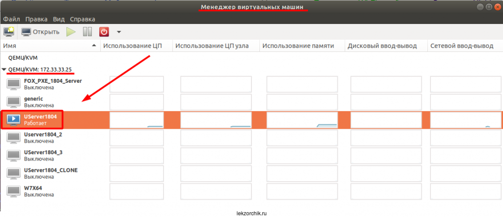 Настроенный автозапуск VM на хосте QEMU+KVM