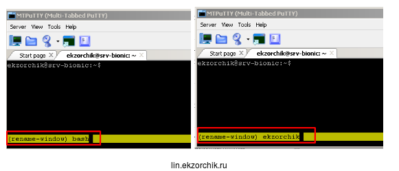 Как переименовываются окна tmux
