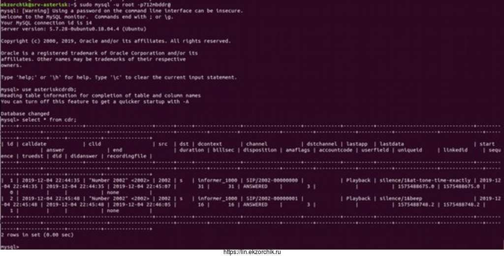 Фиксирую звонок в базе Mysql