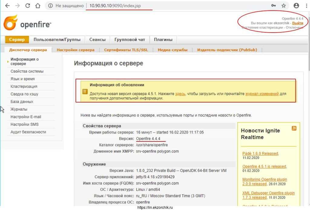 И вот я внутри консоли администрирования: