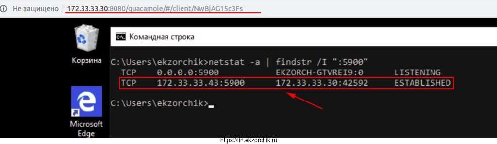 Подключение к Windows 7,10,2012 R2 через протокол VNC с Guacamole работает