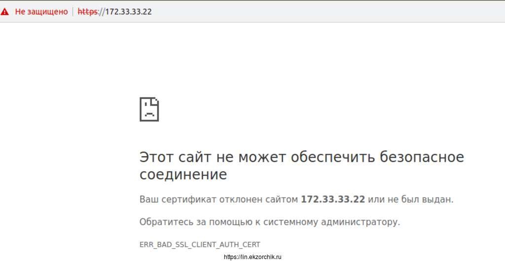 Доступ к сайту закрыт, требуется установленный сертификат