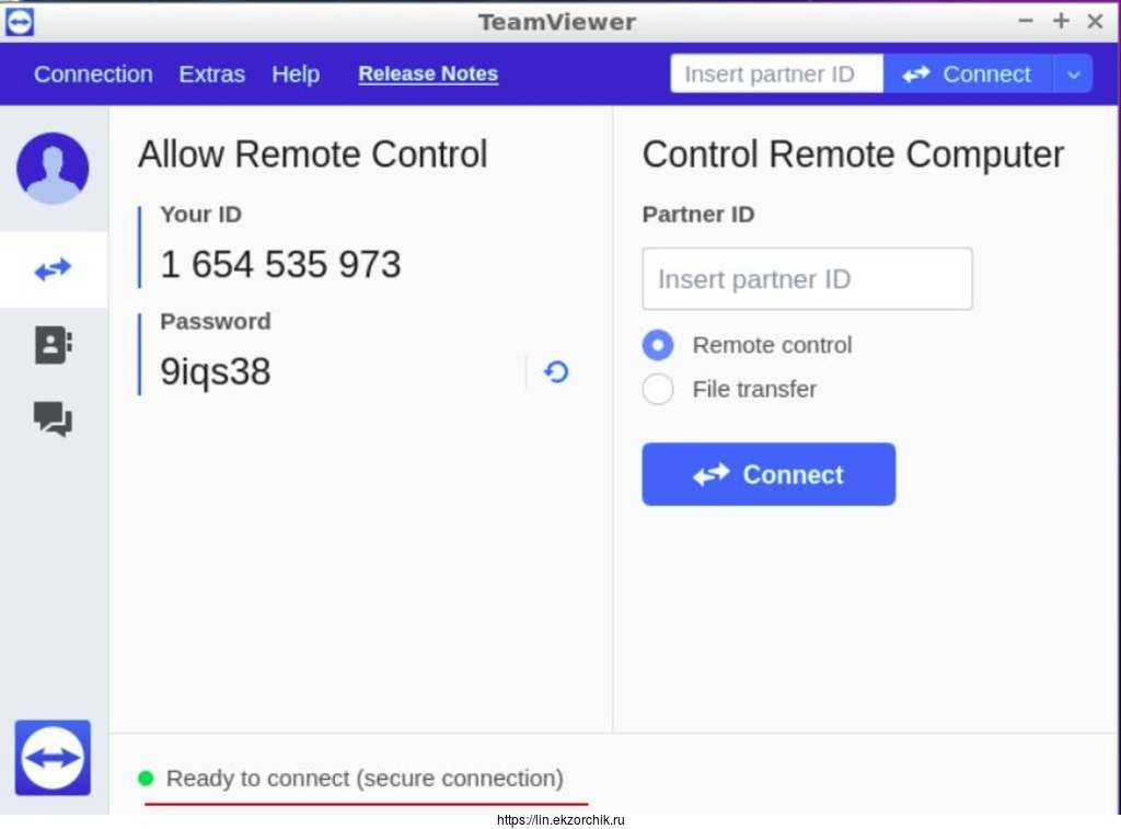 Установленное и запущенное приложение TeamViewer