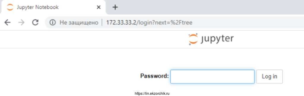 Теперь вижу окно ввода пароля на доступ в Jupyter