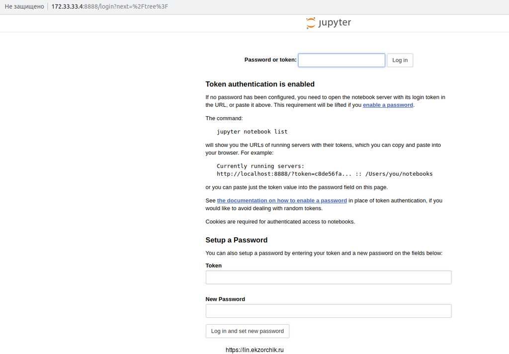 Авторизуюсь в запущенном Jupyter Notebook