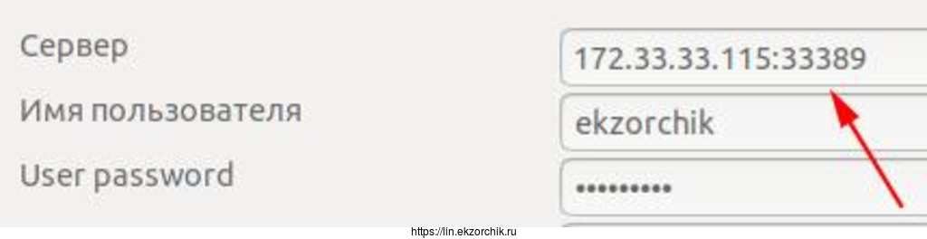 Измененные настройки подключения в клиенте Remmina