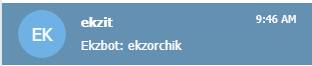 Результат выполнения команды в группу ekzit
