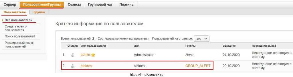 Отображение всех учетных записей