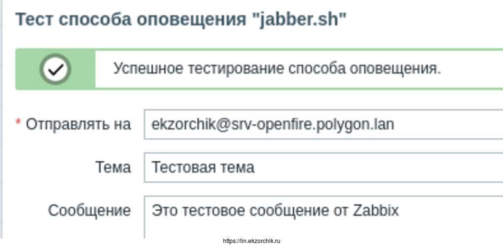 Успешное тестирование способа оповещения