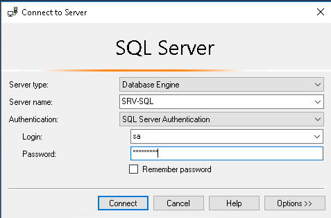 Авторизуюсь с применением SQL аутентификации