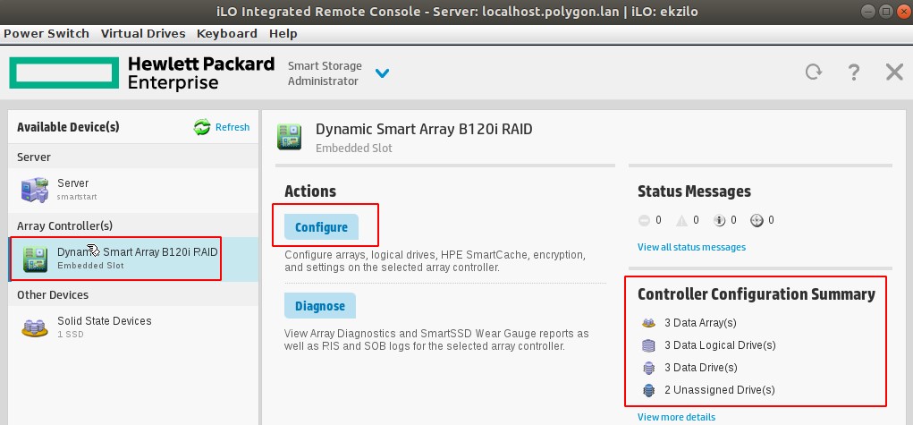 Перехожу в Dynamic Smart Array B120i RAID - Configure