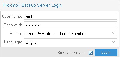 Авторизуюсь на Proxmox Backup Server
