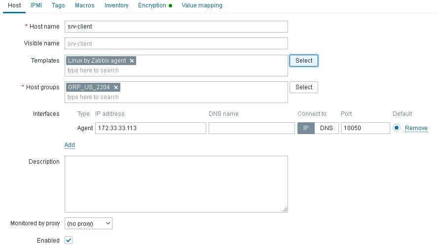Добавляю Host в Zabbix 6.2