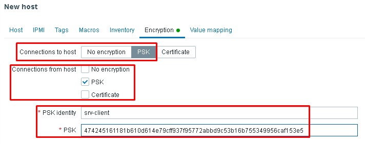 Для добавляемого Hosts указываю ключ PSK