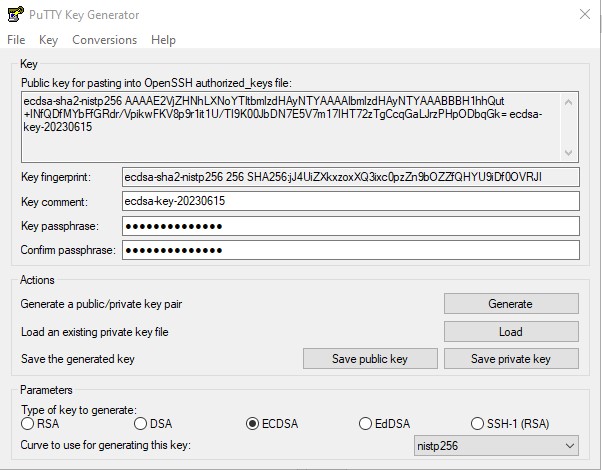 Создаю публичный и приватный ключ через PuTTY Key Generator
