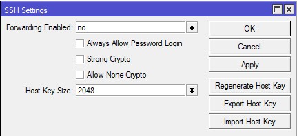 Активирую сервис SSH на Mikrotik