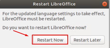 Для применения настроек нужно перезапустить LibreOffice