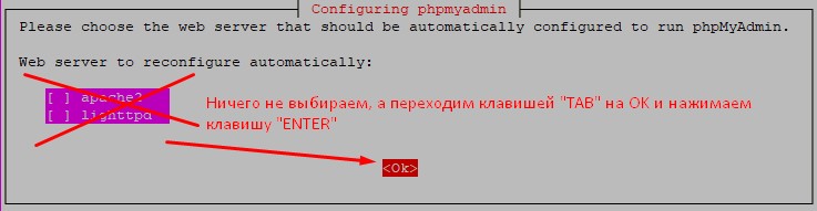 Устанавливаю пакет phpmyadmin