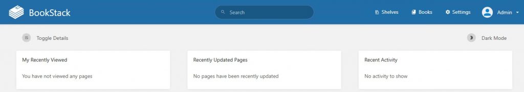 Я внутри BookStack после успешной авторизации.