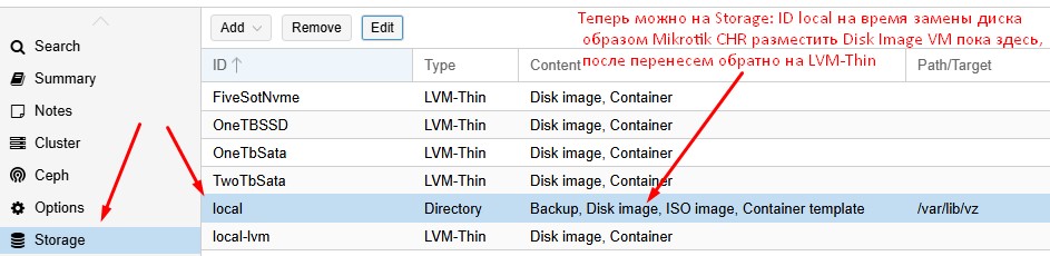 Storage: local и функционал Disk Image есть в списке.