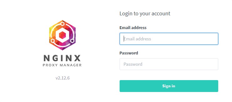 Окно авторизации в Nginx Proxy Management.