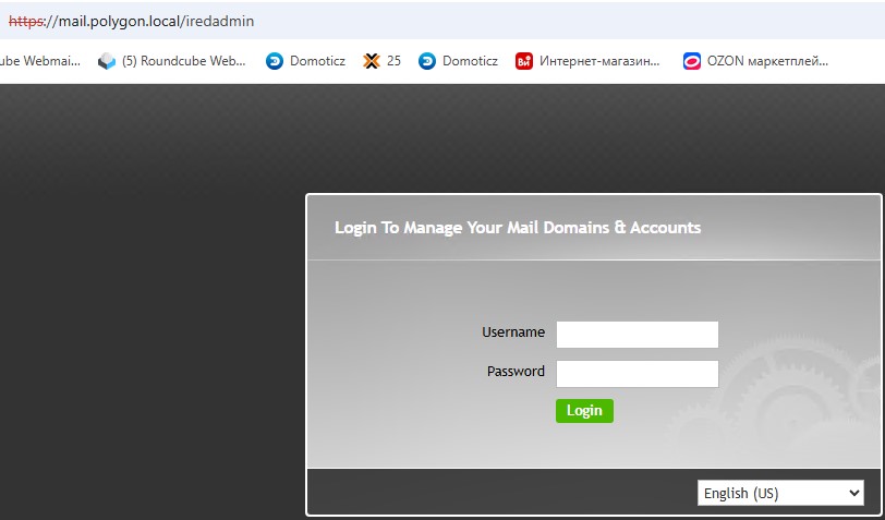 Открываю Web-URL доступа к администрированию почтовым сервером https://mail.polygon.local/iredadmin