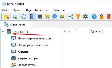 Подключение Aspia Router выполнено успешно.